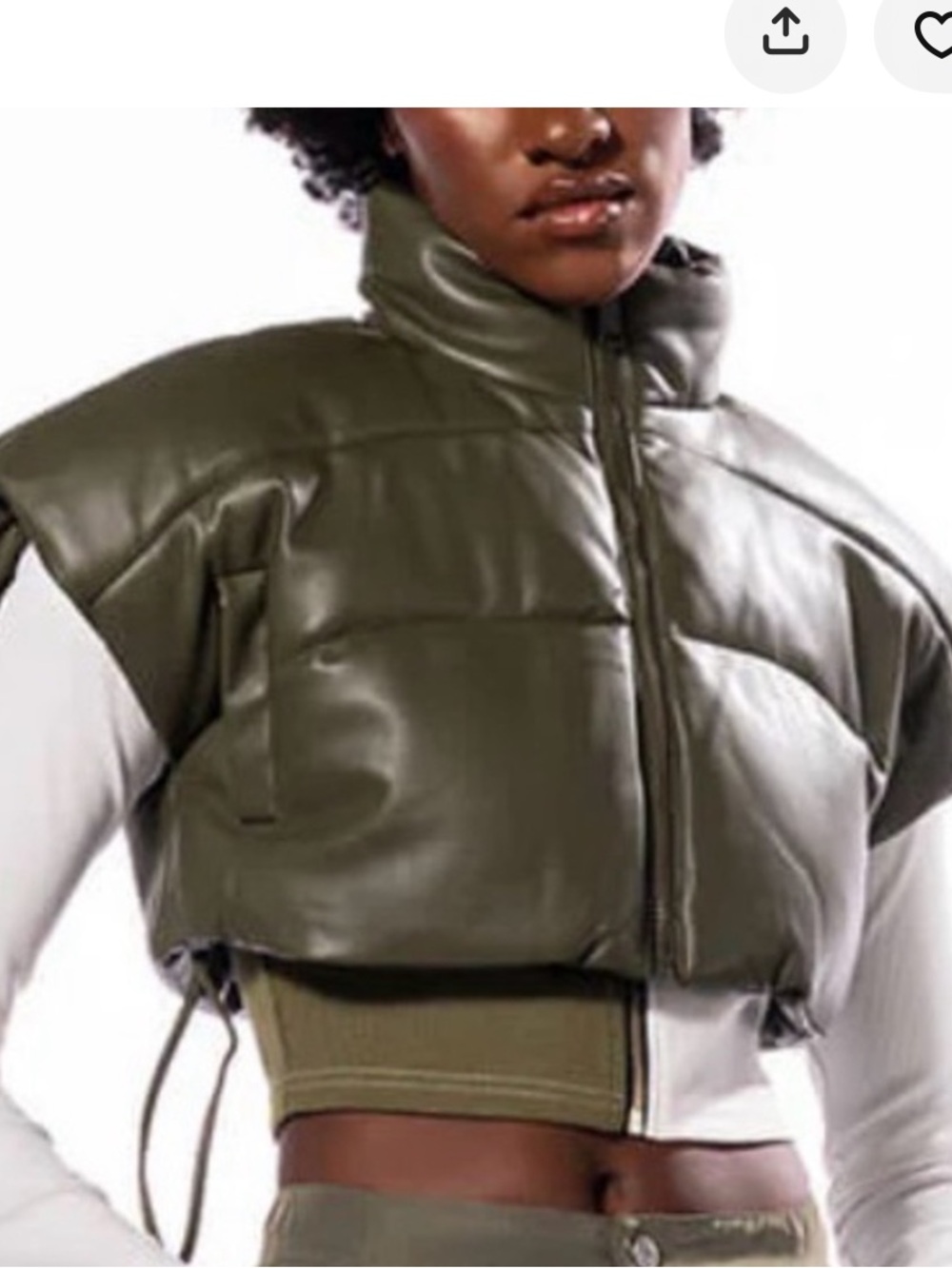 AKIRA Olive Women's Cropped Puffer Vest